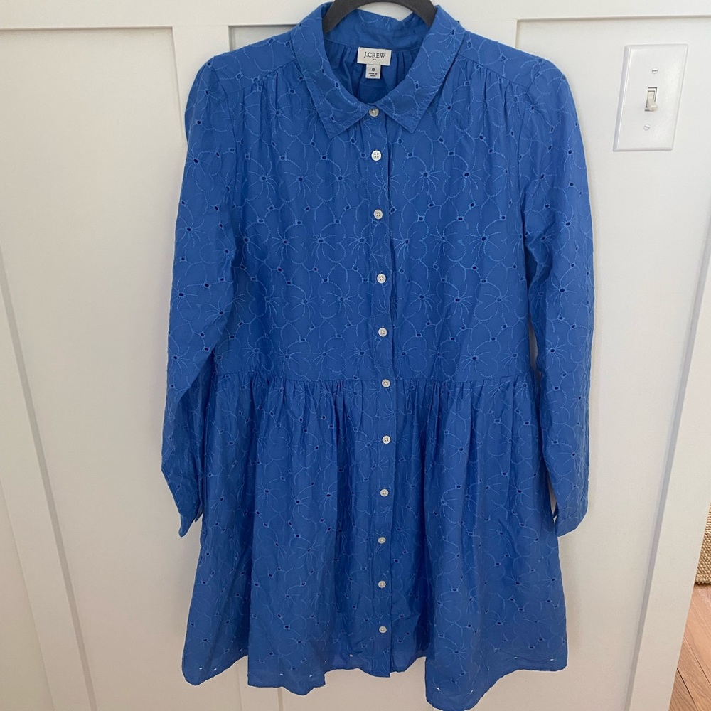 J Crew Blue Eyelet Dress 8